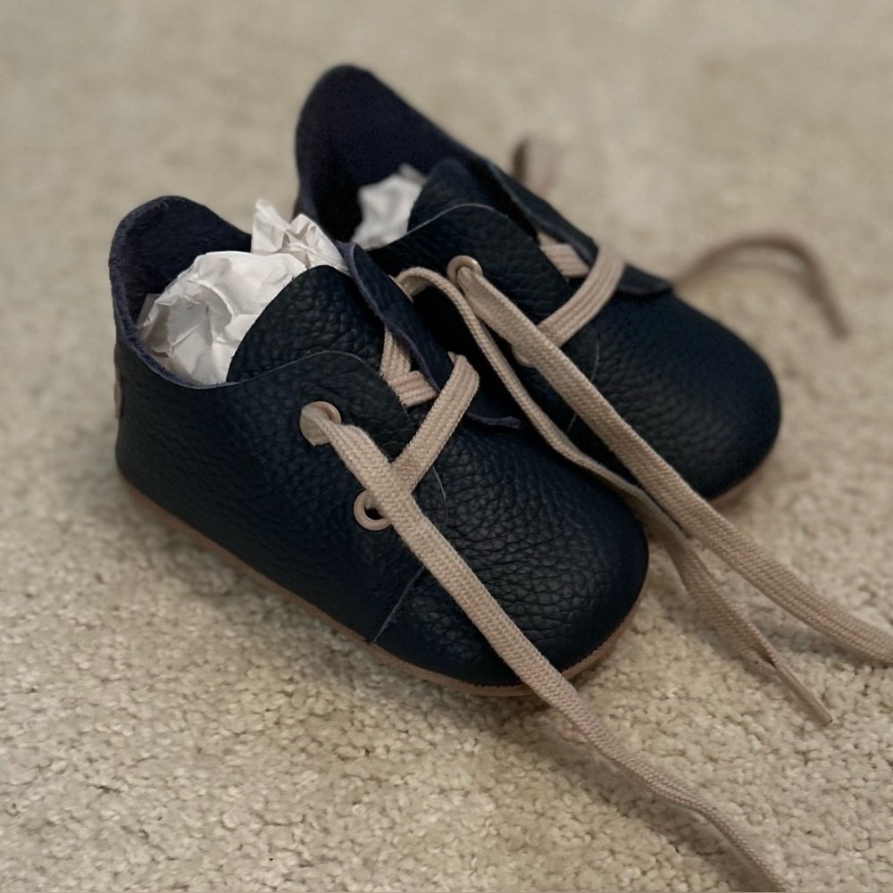 NIB Ella Bonna Oxford Baby Boy Crib Shoes, Soft Sole, Leather Walker US 4.5